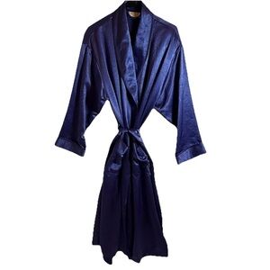 Vintage Victoria’s Secret Satin Robe Blue M/L Silky Belted Glam